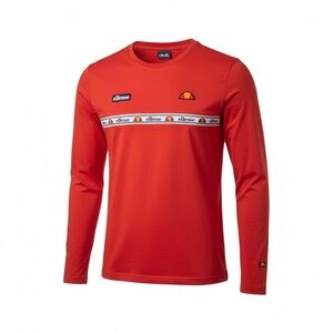 ⚡️Ellesse Retro Red Logo Tape Long Sleeve Tee | Streetwear Essential